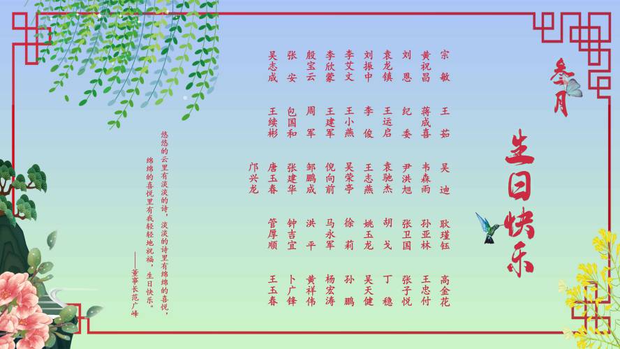 【生日祝?！抗ё?月生日的員工生日快樂！